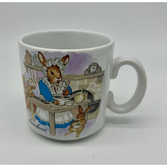 Vtg Laura Secord Mini Mug Bunny Rabbits Easter Children's Ceramic Cup England EX - Picture 1 of 7
